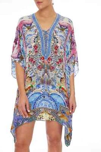 new $550 CAMILLA GEISHA GETAWAYS SILK CRYSTALS LACE UP KAFTAN TOP - Picture 1 of 9