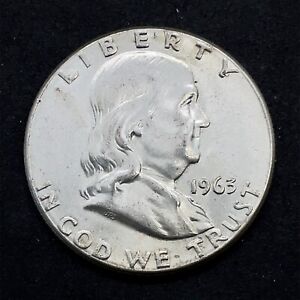 Uncirculated  1963 Franklin Silver Half Dollar US Coin #13
