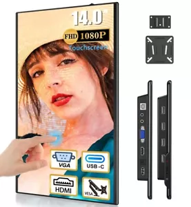 Touchscreen Externer Monitor,14 Zoll 1080P FHD VESA Mountable Portable Monitor - Bild 1 von 8