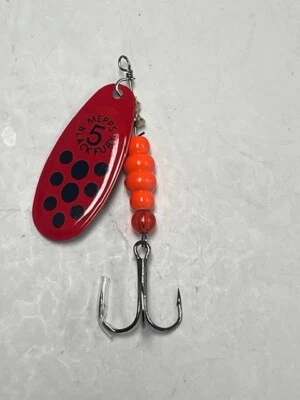 Mepps BlackFury #5 1/2 oz Plain Treble hook- Orange body with Red blade - Image 1 of 3