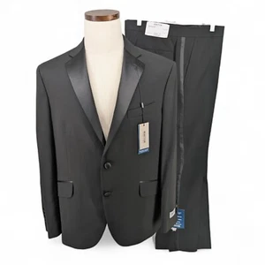 Kenneth Cole Men's Slim Fit Flex Tuxedo Suit Black Jacket 44S Pants 37x32 $425 - Picture 1 of 7