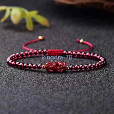 Pulseras de cuerda roja Pixiu de cinabrio tejido a mano hágalo usted mismo pulsera de Buda joya Foto 1 de 4