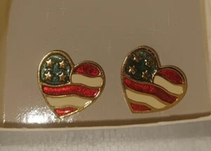 Avon Heart Of America Earrings Surgical Steel Post - Picture 1 of 4