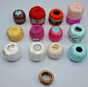 x13 Crochet cotton balls mixed lot Satin Twilleys Milford Pellicano Phildar - Picture 1 of 10