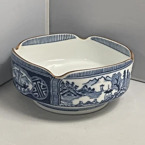 LJ Japan Porzellan blau und weiß Salat Suppe Schüssel mit Landschaft Design 6" - Bild 1 von 8
