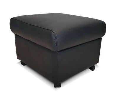 Echtleder Hocker auf Rollen Sitzhocker Fußhocker Leder Sitzwürfel mit Stauraum  - Bild 1 von 4