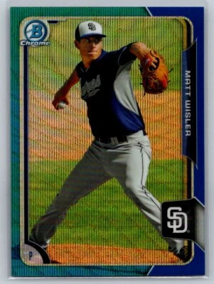2015  Bowman Chrome #BCP83 Matt Wisler Blue Wave Refractor PADRES - Image 1 of 2
