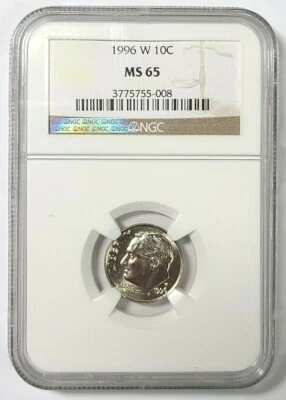 1996 W 10c Roosevelt Dime NGC MS65  - Image 1 of 2