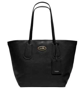 Neu mit Etikett Coach Taxi Ledertasche Reißverschluss oben hellgold schwarz F33581 - Bild 1 von 3