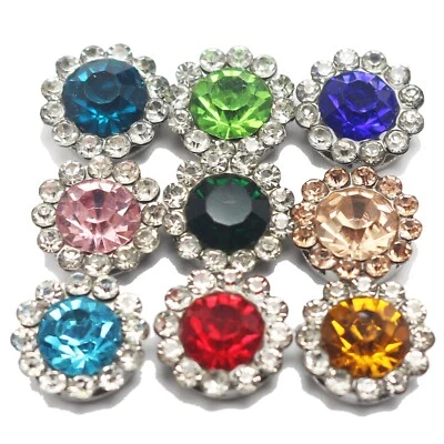 50 Silver Bling Crystal Rhinestone Pearl Flatback Button Beads 9mm for Wedding  - Image 1 of 4