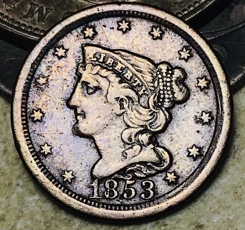 1853 Braided Hair Half Cent 1/2C Ungraded Choice US Copper Coin CC18775 Cover