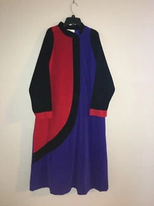 Vestido de terciopelo vintage Vanity Fair tumbona púrpura rojo negro L grande EE. UU. Mod Lounge - Imagen 1 de 4