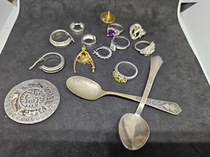 Sterling Silver LOT 55 Grams Scrap & Wearable with stones - Picture 1 of 6