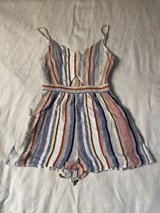American Eagle Outfitters Slub Knit Striped Shorts Romper Size XS Hippie Beachy - Picture 1 of 7