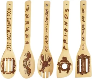 Wooden Cooking Spoons Friends TV Show Spatulas Kitchen Home Decor Gifts 5 PCS - Picture 1 of 6