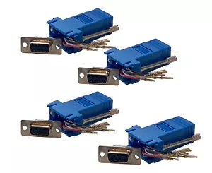Paquete de 4 conectores adaptadores modulares crimpados azul hembra DB9 9 pines a RJ45 8 conductores - Imagen 1 de 4