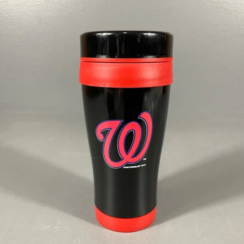 Washington Nationals Stainless Tumbler Travel Cup MLB Baseball Mug Red and Black Cover