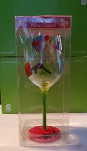 Alza il Bar Bicchiere da Vino Dipinto a Mano Ho Ho Off Shop We Go - Foto 1 di 4