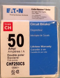 CHF250CS *Eaton* Circuit Breaker CHF Series 50A, 2 Pole *SEALED factory package* - Picture 1 of 1