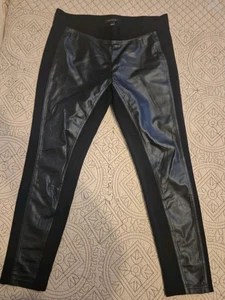 Ann Taylor Damen L schwarz Kunstledereinsatz Stretch Anzughose Knöchel - Bild 1 von 9