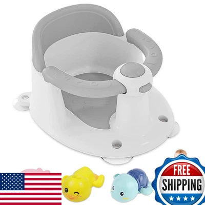 Asiento de baño para bebé, 6+ meses, antideslizante, diseño abierto, compacto con 3 juguetes de baño Foto 1 de 4