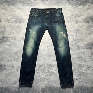 Pantalones de mezclilla G-Star RAW 3301 bajos cónicos desgastados azules para hombre talla 38x36 - Imagen 1 de 22