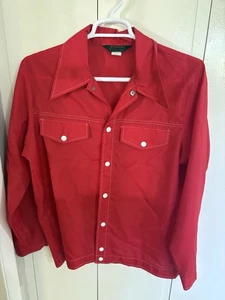 Giacca a vento Swingster vintage World of Wearables rossa grande L camicia nylon USA - Foto 1 di 14