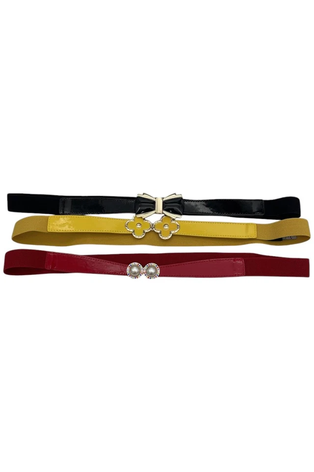 Antthony Women's 3-Pack Stretch Belt Black/Red/Honey - Image 1 of 1