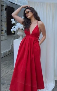 ZARA WOMAN SS25 ZW COLL. OPEN BACK LONG DRESS RED COTTON 2816/653 NWT_XS-L - Bild 1 von 21
