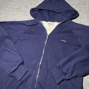 Felpa con cappuccio Mcgregor vintage anni 80 uomo XL blu waffle termica full zip invecchiata - Foto 1 di 10