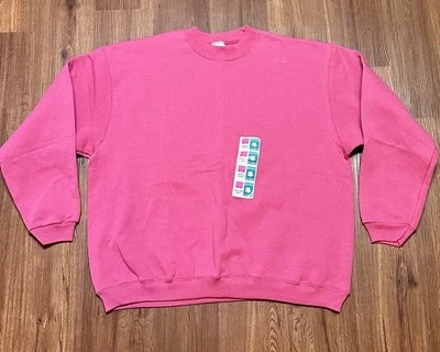 ¡NUEVO CON ETIQUETAS! Suéter en blanco vintage años 90 Hanes Her Way para mujer XL rosa sudadera damas Foto 1 de 4