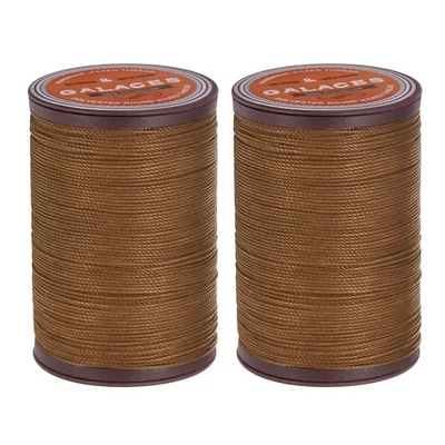 2pcs Round Waxed Thread for Leather Sewing, 87 Yards/80m, 0.55mm, Saddle Brown - Image 1 of 4