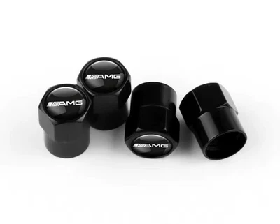 4 SET AMG Dust Valve Caps - Black - Fits Mercedes Benz - Image 1 of 2