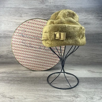 Винтажный 1950-х Lauria M гамель меха войлок шляпа с бантами - герцогиня Италии тела + коробка - Изображение 1 из 4