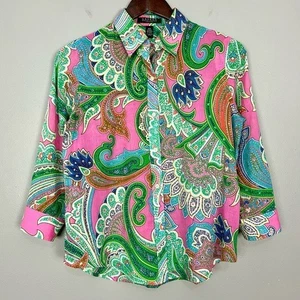 Lauren Ralph Lauren Paisley Hemd mit Knopfleiste Damen Gr. M zierlich bunt - Bild 1 von 5