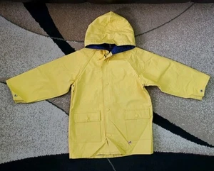 Reversible Kids Rain Coat/Jacket Yellow/Blue w/Hood & Pockets Size 5-7 y.o. - Picture 1 of 9