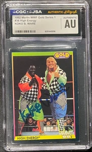 KOKO B. WARE SIGNED 1992 MERLIN WWF GOLD #36 CGC JSA AUTO OWEN HART - Picture 1 of 2