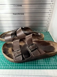 Birkenstock Mens Brown sandals with adjustable buckle EU 44 US 11 Repair On Heel - Picture 1 of 9