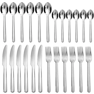 Set di 6 posate in acciaio inox 24 pezzi posate utensili da cucina - Foto 1 di 16