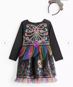 BRAND NEW AND UNWORN ( DAY OF THE DEAD ) BRILLIANT GIRLS COSTUME DRESS - Picture 1 of 3
