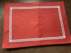 New Set Of 8 Pier One Orange/salmon Placemats With White Inner Boarder - Picture 1 of 4