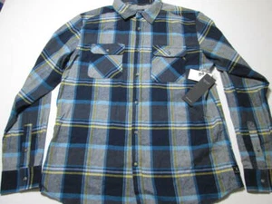 NWT Ocean Current Mens Size L Casual Shirt Navy/Gray Check Long Sleeve Pockets - Picture 1 of 8