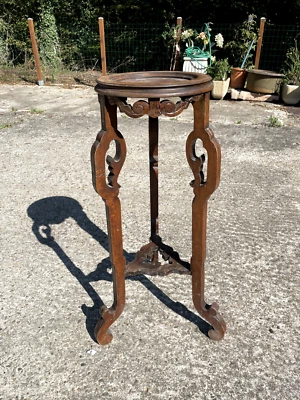 Sellette du 19ème siècle en bois et marbre - Photo 1/4