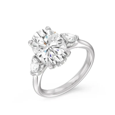 Diamond Wedding Ring Lab Grown Pear Cut 3.25 Carat IGI Certified 950 Platinum - Image 1 of 4