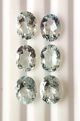 Natural Light Blue Aquamarine 7X9 mm Oval Faceted Untreated Gemstone 6 Piece Lot - Image 1 of 4