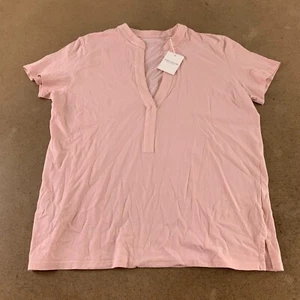Majestic Filatures Women's US Size Small Blush Pink Short Sleeve V Neck Tee NWT - Picture 1 of 9
