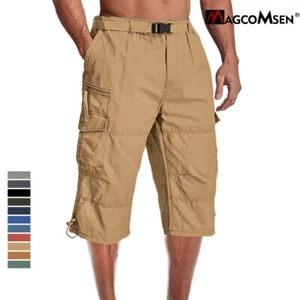 Men's Cargo Work Shorts Cotton Outdoor Hiking 3/4 Length Casual Capri Pants Man - Picture 1 of 180