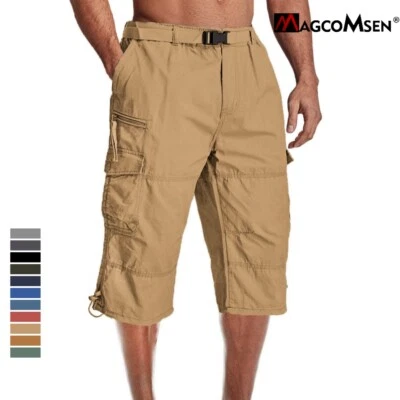 Pantalones cortos de trabajo de carga para hombre de algodón al aire libre senderismo 3/4 de longitud informales pantalones capri hombre Foto 1 de 4