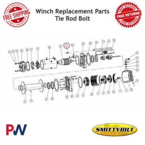 Smittybilt  Winch Replacement Parts Tie Rod Bolt #97495-19 - Imagen 1 de 7