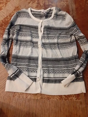 Suéter Merona Mujer XL Negro Blanco Manga Larga Tejido Botón #S74 Foto 1 de 3